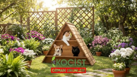 Ahşap Kedi Evi 3'lü