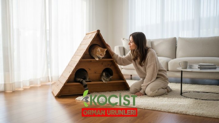 Ahsap-kedi-evi-3lu Model 1 - Görsel 3