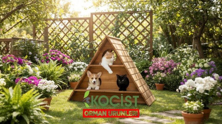 Ahsap-kedi-evi-3lu Model 1 - Görsel 1