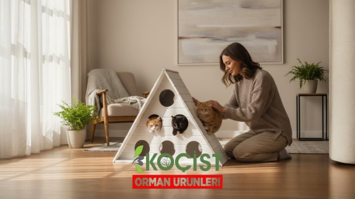Ahsap-kedi-evi-6li-beyaz Model 1 - Görsel 7